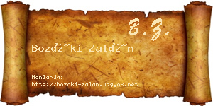 Bozóki Zalán névjegykártya